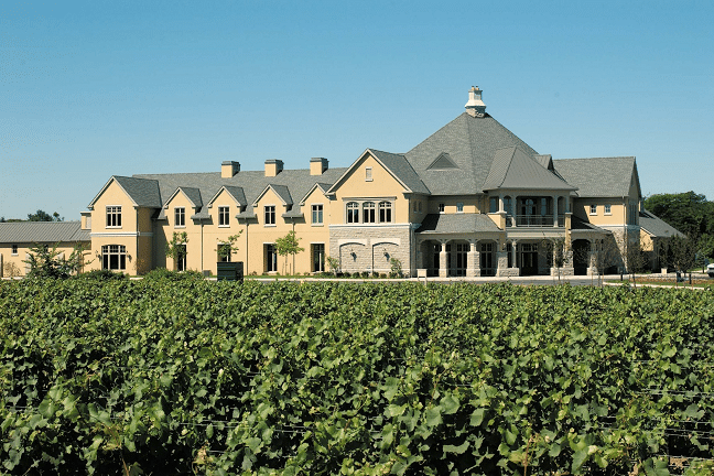 winery, big house or safe house, vineyard, clear skies